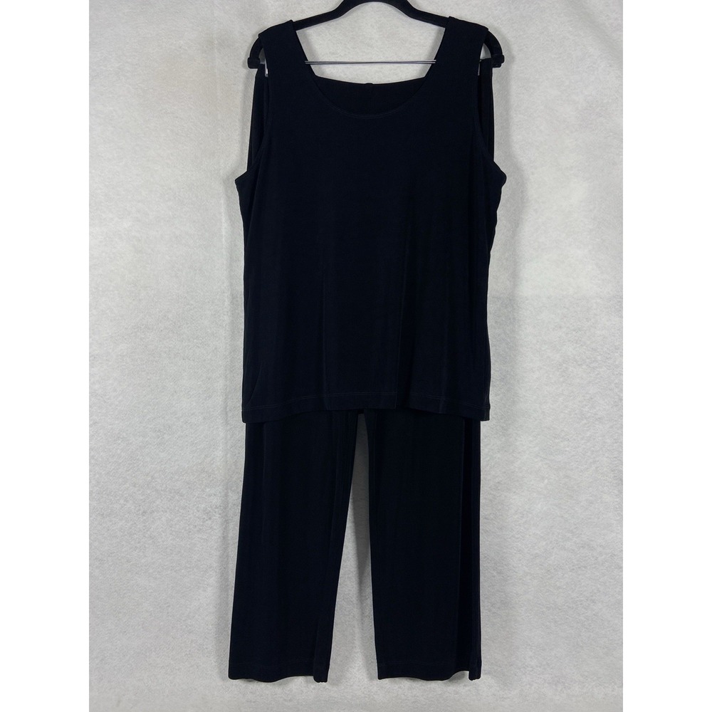 Chico's Travelers 2PC Pants Set Womens 3 Short US 16 Black Slinky Pants & Tank